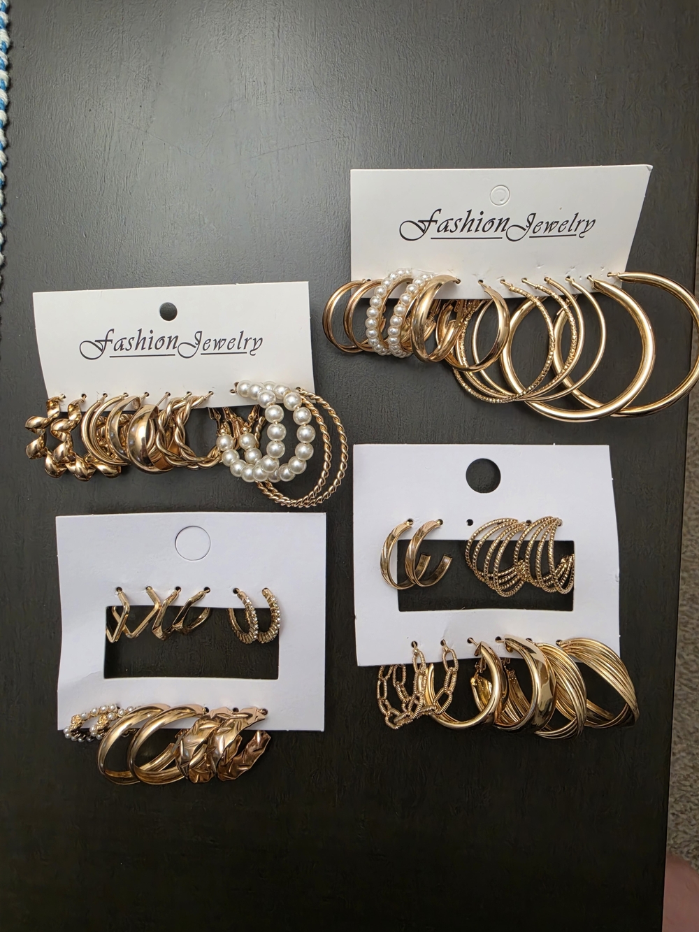 Fashion Jewelry Gold-Tone Hoop & Pearl Accent Earring Set